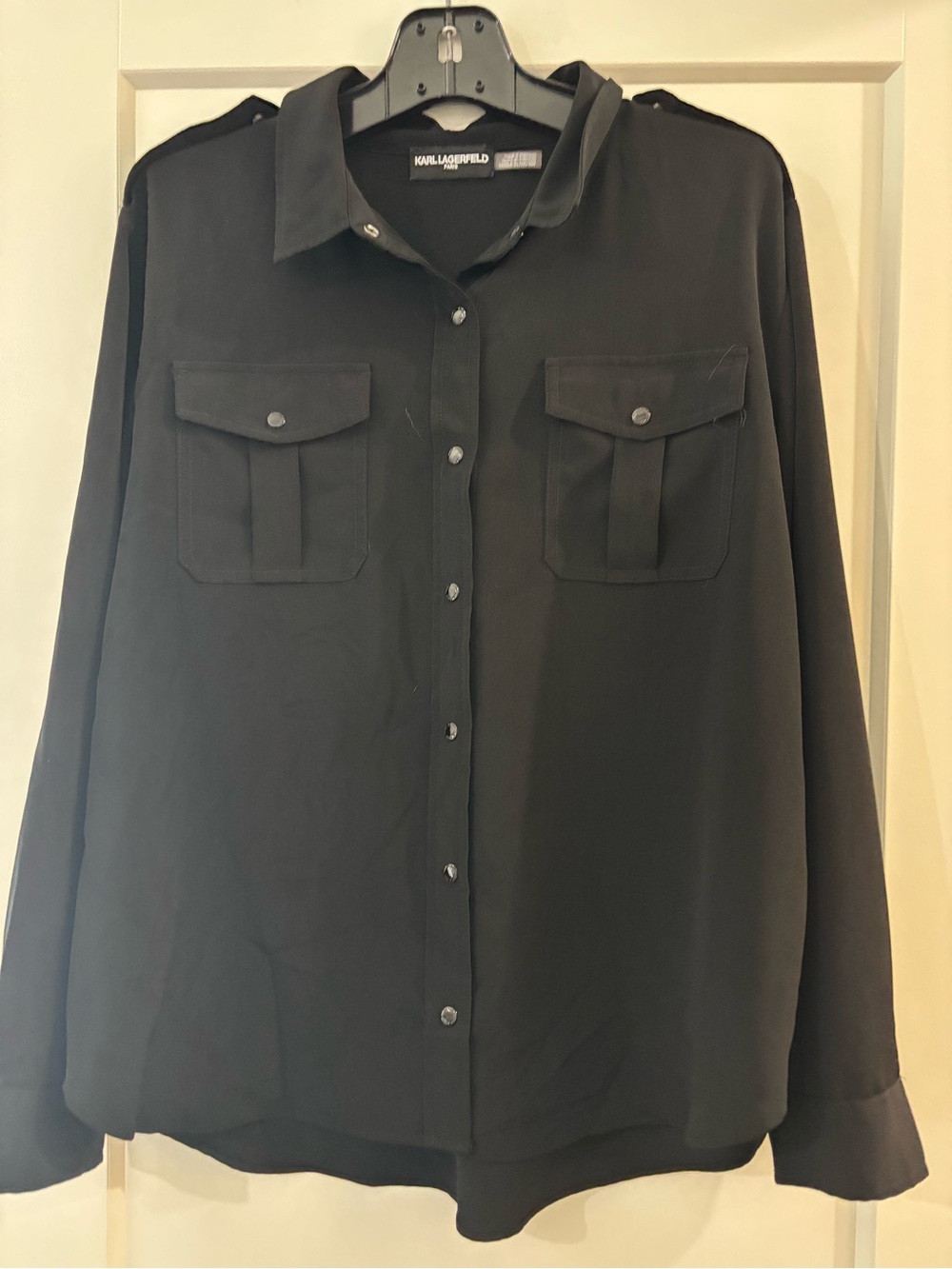 Karl Lagerfeld Designer Black Long-Sleeve Blouse